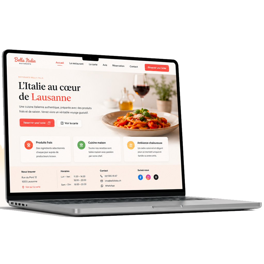 Aperçu d'une page d'accueil professionnelle sur ordinateur portable