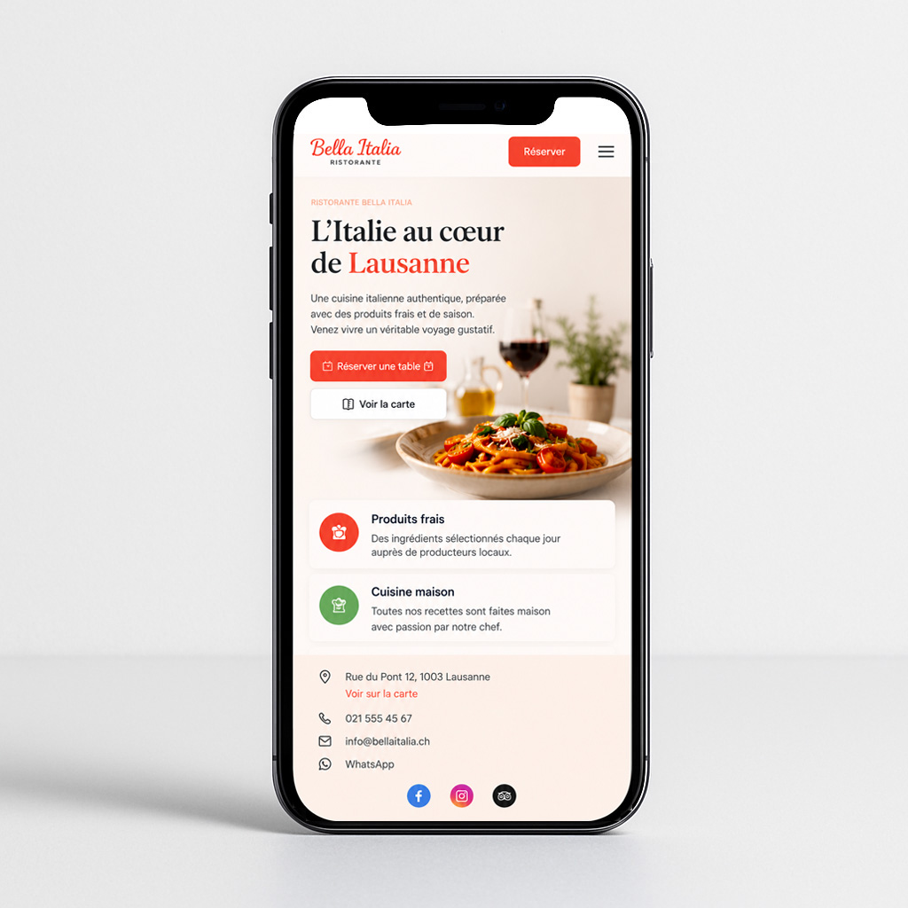 Version mobile responsive de la page d'accueil sur smartphone